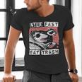 Raccoon V-Neck Men's T-Shirt | Playful Strawberry Design