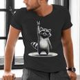 Retro Raccoon Rock V-Neck T-Shirt for Music Lovers
