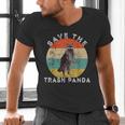 Save The Trash Panda – Retro Raccoon Sunset Men's V-Neck T-Shirt