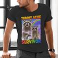 Tummy Ache Survivor V-Neck T-Shirt - Small Men's Raccoon Design