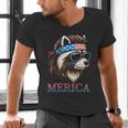 Vintage Raccoon Men's V-Neck T-Shirt - Embrace Relaxed Vibes