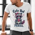 Cute But Feral Raccoon V-Neck T-Shirt for Women & Men - Fun Summer Style