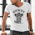 Howdy Raccoon Unisex V-Neck T-Shirt for Animal Lovers | Cowboy Theme