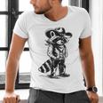 Raccoon Western V-Neck T-Shirt for Men & Women - Cowboy Cowgirl Style