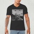 Alien UFO Raccoon Men's V-Neck T-Shirt