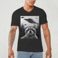 Alien UFO Raccoon Men's V-Neck T-Shirt - Quirky Sci-Fi Style