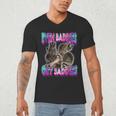 Baddies Get Saddies Raccoon Meme Men's V-Neck T-Shirt | Fun Design