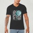 Men's V-Neck - 3 Raccoons Howling At Moon | Unique Animal Theme