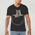 Men's V-Neck T-Shirt - Pocket Raccoon Design | Fun Animal Lovers Tee
