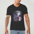 Men's V-Neck T-Shirt - Rat Howling at Moon Design | Unique Gift