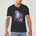 Raccoon Men's V-Neck T-Shirt - Moonlit Wilderness Theme