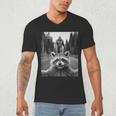 Raccoon & Sasquatch Selfie Men's V-Neck T-Shirt | Fun Wildlife Tee