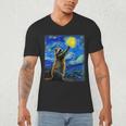 Raccoon Starry Night Van Gogh Men's V-Neck T-Shirt for Art Lovers