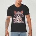Raccoon with Cookie Men's V-Neck T-Shirt | Whimsical Charm for Adults