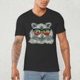 Retro Raccoon with Sunglasses Men's V-Neck T-Shirt - Animal Lover