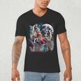 Three Raccoon Moon Cursed Meme Men's V-Neck T-Shirt