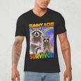 Tummy Ache Survivor V-Neck T-Shirt - Small Men's Raccoon Design