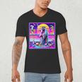 Vaporwave Raccoon Men's V-Neck T-Shirt - Retro Meme Aesthetic