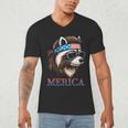 Vintage Raccoon Men's V-Neck T-Shirt - Embrace Relaxed Vibes