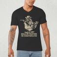 Vintage Western Humor | Overstimulated Cowboy Raccoon Men's V-Neck T-Shirt