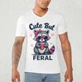 Cute But Feral Raccoon V-Neck T-Shirt for Women & Men - Fun Summer Style