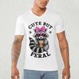 Cute Feral Raccoon V-Neck T-Shirt | Artistic Men's Tee