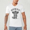 Howdy Raccoon Unisex V-Neck T-Shirt for Animal Lovers | Cowboy Theme