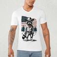 Raccoon Cowboy Country Men's V-Neck T-Shirt - Adults Retro Style