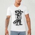 Raccoon Western V-Neck T-Shirt for Men & Women - Cowboy Cowgirl Style