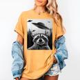 Alien UFO Raccoon Women's T-Shirt - Fun & Comfy Graphic Tee Mustard