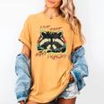 Retro Raccoon Women's T-Shirt - Live Fast Eat Trash Design Mustard