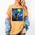 Starry Night Raccoon Art Women's T-Shirt - Van Gogh-Inspired Gift Mustard