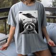 Alien UFO Raccoon Women's T-Shirt - Fun & Comfy Graphic Tee Gray