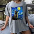 Starry Night Raccoon Art Women's T-Shirt - Van Gogh-Inspired Gift Gray