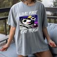 Street Cats Trash Pandas Enthusiasts Live Fast Eat Trash Panda Raccoon Opossum Enthusiasts -Adults Cotton Blend Women's Comfort Colors T-Shirt Gray