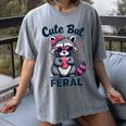 Summer Raccoon Women's T-Shirt - Cute & Funny Comfort Tee Gray