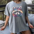 Watercolor Raccoon Women's T-Shirt - Modern Polyester, All Season Comfort Gray