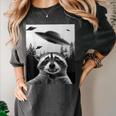 Alien UFO Raccoon Women's T-Shirt - Fun & Comfy Graphic Tee Pepper