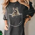 Raccoon Pocket Women's T-Shirt - Comfort Colors - Cute Animal Tee Pepper