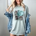Raccoon Women's T-Shirt - Quirky Moon-Howling Trio | Comfort Colors Bay
