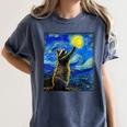 Starry Night Raccoon Art Women's T-Shirt - Van Gogh-Inspired Gift Denim