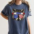 Women's Patriotic Raccoon T-Shirt - July 4th Comfort Colors Top Denim
