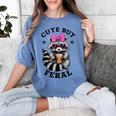 Cute & Feral Sunglasses Raccoon Women's T-Shirt - Vibrant Fun Blue Jean