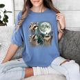 Raccoon Howling Moon Women's T-Shirt - Quirky Comfort Style Blue Jean