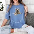 Raccoon Pocket Women's T-Shirt - Comfort Colors - Cute Animal Tee Blue Jean