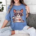 Raccoon T-Shirt - Women's Comfort Colors, Small - Fun Cookie Design Blue Jean