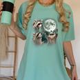 Raccoon Howling Moon Women's T-Shirt - Quirky Comfort Style Chalky Mint
