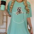 Raccoon Pocket Women's T-Shirt - Comfort Colors - Cute Animal Tee Chalky Mint