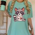 Raccoon T-Shirt - Women's Comfort Colors, Small - Fun Cookie Design Chalky Mint