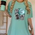 Raccoon Women's T-Shirt - Quirky Moon-Howling Trio | Comfort Colors Chalky Mint